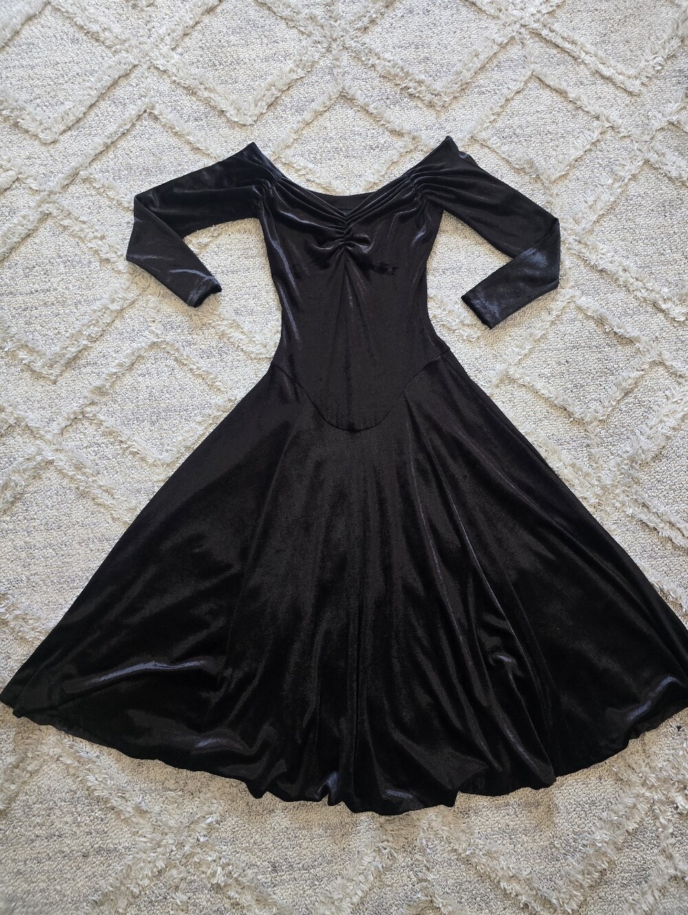 Rare Archival 80s Betsey Johnson Punk Face Label Black Velvet Midi Dress Size L